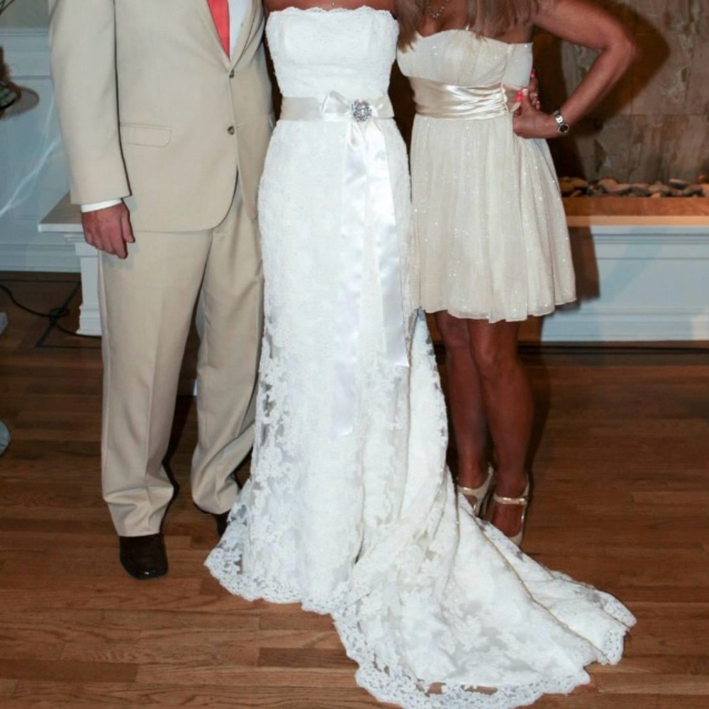 Maggie Sottero White Strapless Sleeveless Bridal Gown